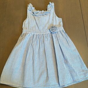 Lilly Pulitzer Girls Georgina Dress Coastal Blue Seersucker With Pockets Size 6